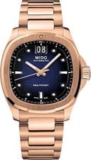 MIDO Multifort TV Big Date Rose-Gold PVD Blue Dial 40mm Swiss Automatic Watch