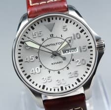 Hamilton Khaki Aviation Pilot H646110 42mm Day Date Quartz Men's Watch Near MINT