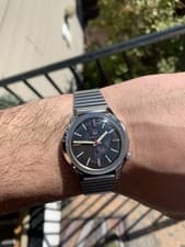 Vintage Bulova Accutron Tuning Fork Date Wristwatch Black Dial