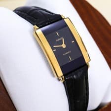 Rado Florence Quartz Watch Black Gold Working New Battery Cleaned 22mm