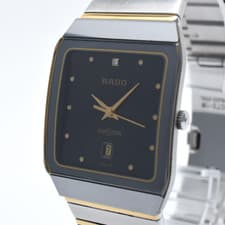 ▶️【N MINT】  RADO DIASTAR 152.0366.3 Quartz Black Dial Date Mens Watch SWISS
