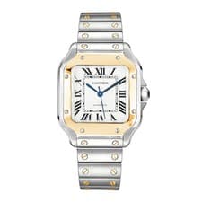 Cartier Santos de Cartier Watch 40MM Silver Roman Numerals Dial Yellow Gold