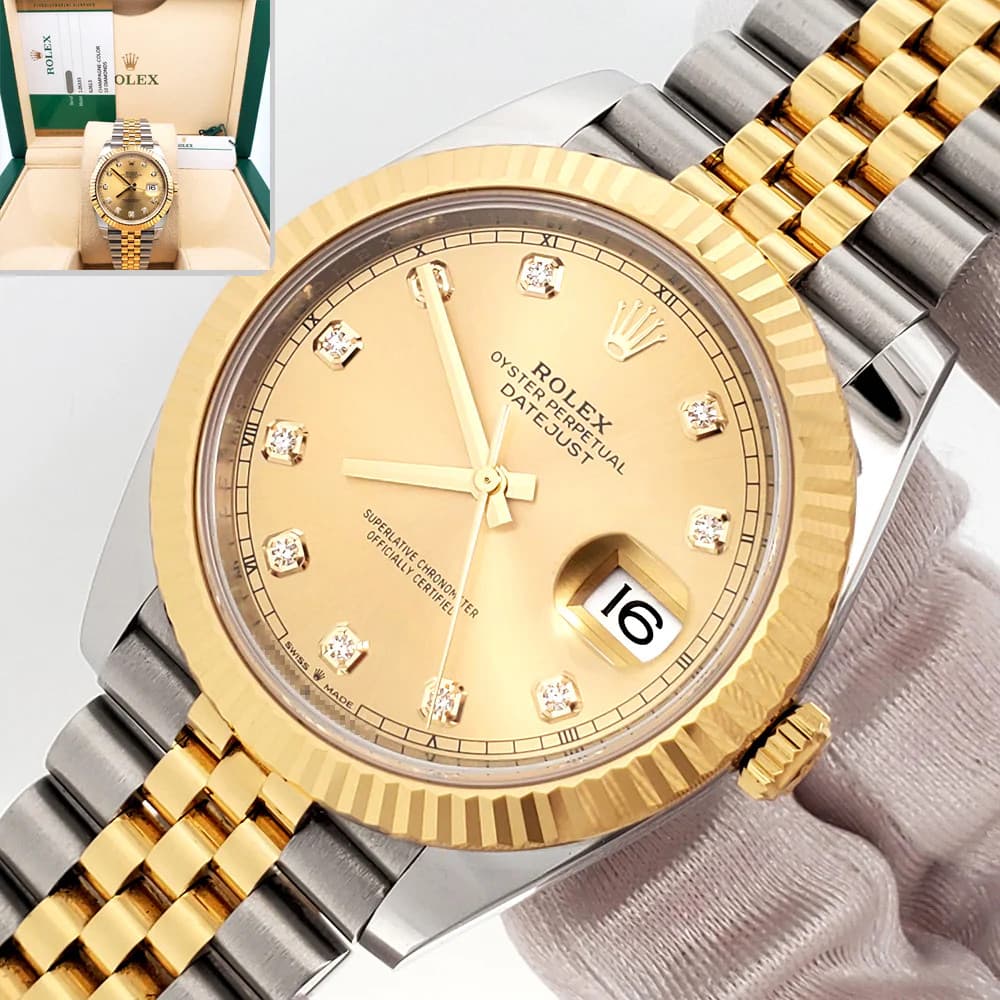 Rolex Datejust 41 126333 Factory Champagne Diamond 2-tone Watch Box/Papers/Tag