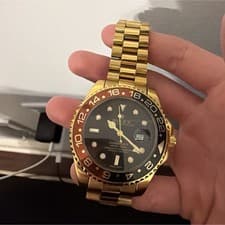 Rolex Submariner Gold Metal Luxury Wristwatch Black Dial 24-Hour Bezel Date 300m