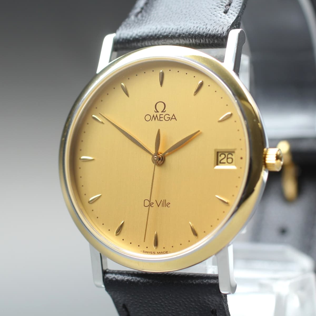 [MINT w/Paper] Vintage OMEGA De Ville Cal.1432 Quartz Gold Date 32mm Men's Watch