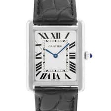 Cartier Tank Solo WSTA0028 3169 27mm Silver Roman Steel Leather Mens Watch 2020