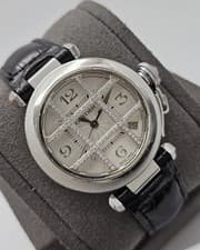 Cartier 2373 Pasha 35mm 18K Gold Diamond Grill Silver Dial Unisex Watch WJ108356