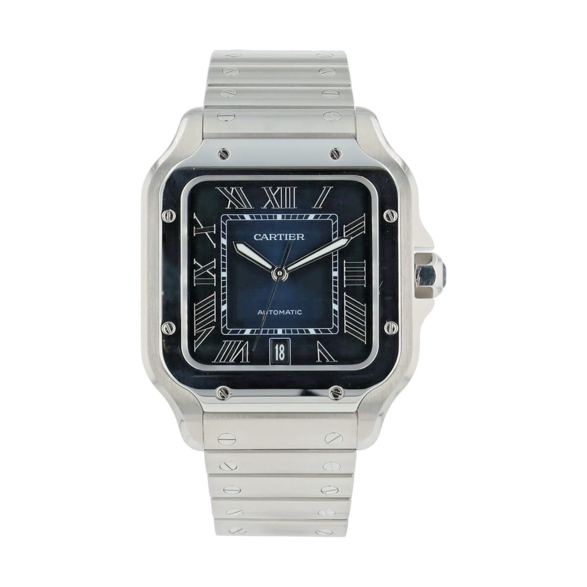 2023 Cartier Santos de Cartier Steel Blue Dial 39.8mm Auto Mens Watch WSSA0030