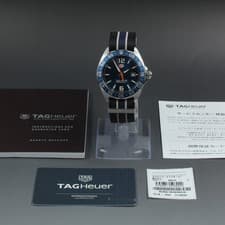 Near MINT TAG Heuer Formula 1 WAZ1010 Date Blue Quartz 42mm Men's Watch w/ Paper