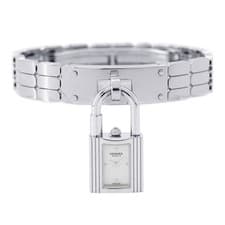 HERMES Kelly Watch Mini 16mm Stainless Steel Sparkling White Lacquer Dial KE...