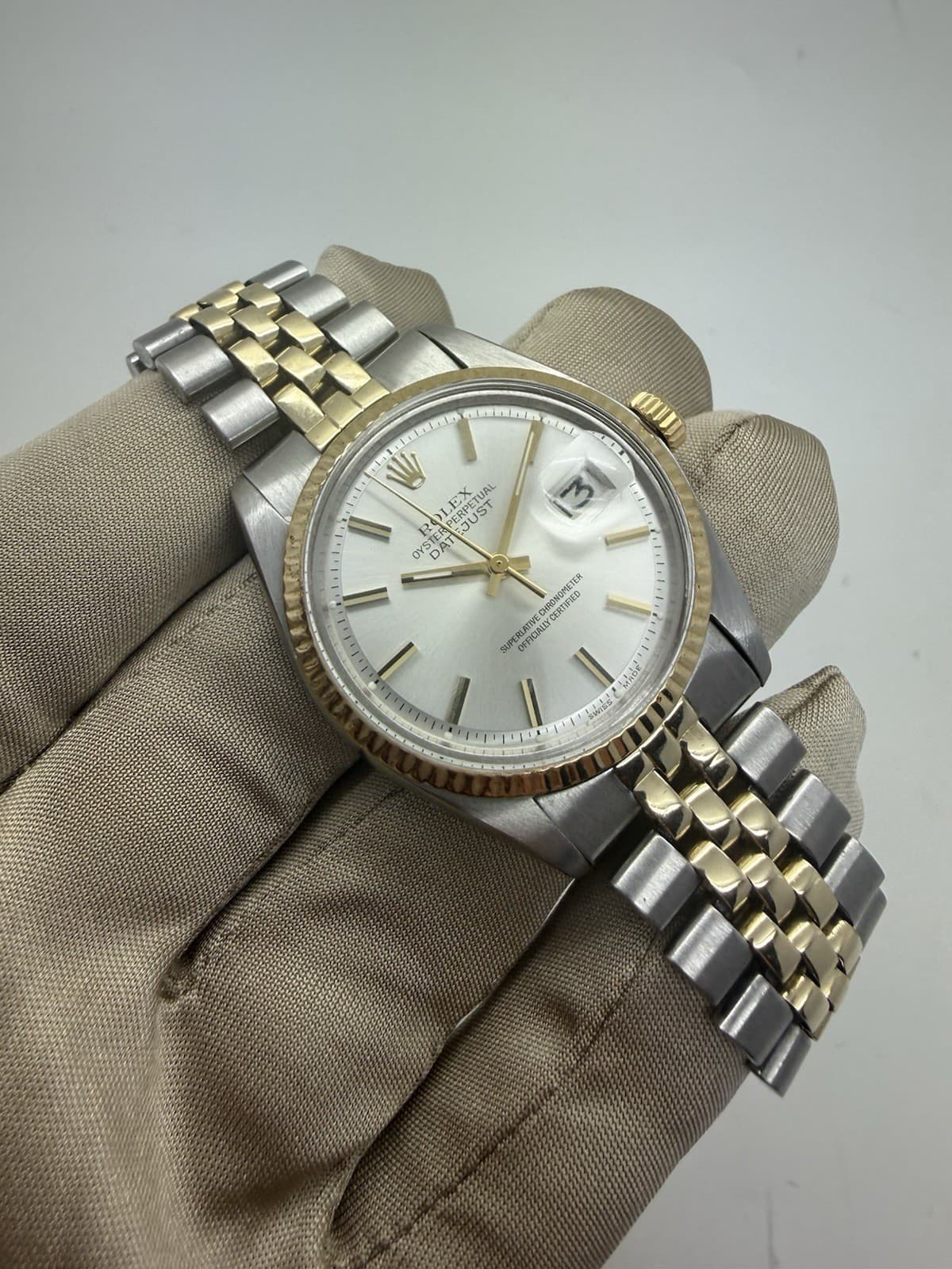 1975 Rolex Datejust Two Tone Steel Gold Jubilee Automatic 36mm Watch 1603 w/ Box