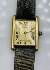 Cartier Tank Vintage Sterling Silver Gold Vermeil Quartz Watch Ref. 10357