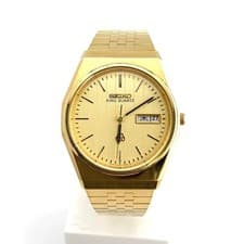 Seiko King Twin Quartz 9443-7000 Gold Dial Day Date Vintage Men's Watch Japan
