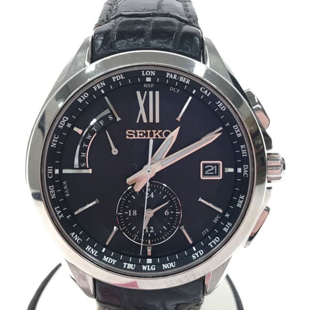 Seiko Mens Solar Radio Brights Flight Expert 8B63-0AL0 Used From Japan
