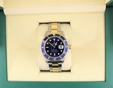 2004 Rolex Submariner Bluesy 16613 Blue Dial TT 18kt SEL Oyster No Holes 40mm