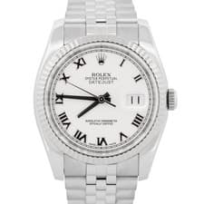 2015 PAPERS Rolex DateJust 36mm WHITE ROMAN 18K Steel JUBILEE 18K 116234 BOX