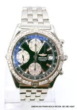 Breitling Chronomat Chronograph Automatic Black Dial Watch A13352 Diamond Bezel