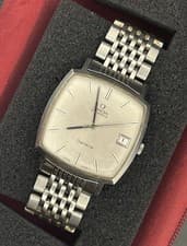 Vintage Omega Geneve, Automatic, w/ Date, w/ OG Steel Rice-Bead Bracelet ~ 1973