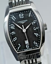 Longines Evidenza L2.155.4 Black Dial Quartz Ladies Watch 26mm w/ Box, Papers