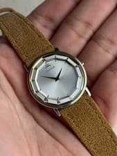 RARE Credor Quartz 2F70-0290 Sapphire 18K Gold Bezel Dress Watch Vintage 1990s