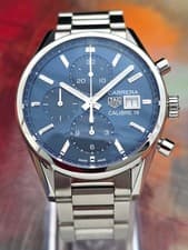 Tag Heuer Carrera Calibre 16 Chronograph Blue Watch CBK2112.BA0715 Box & Papers