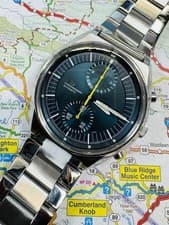 Vintage Seiko Jumbo 6138 Automatic Chronograph Blue Dial New Crystal