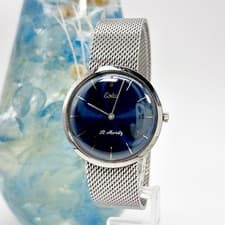 ESKA Vintage Manual Winding Watch Silver/Navy 18cm Strap Working Condition
