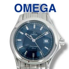 OMEGA Seamaster 120 2571.81 Navy Dial Ladies Analog Quartz Watch Steel Working