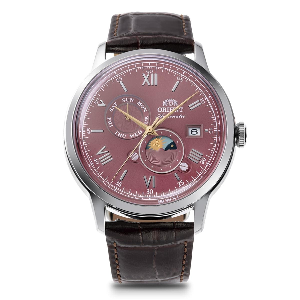 ORIENT Bambino Sun & Moon RN-AK0807R Automatic Watch Bordeaux 41.5mm new