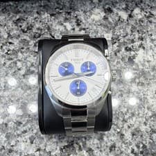 Tissot Chronograph Silver Blue Dial Stainless Steel Men's Watch Original Box
