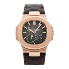 Patek Philippe Nautilus Date Moon Phases Gold Auto 40mm Brown Dial 5712R-001