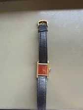 Vintage Cartier Tank Must Gold Plated Watch Bordeaux Dial