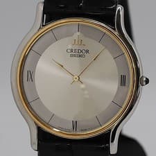 Seiko Credor 5A74-0020 QZ Men's Watch Silver Dial 18KT Gold Excellent Condition