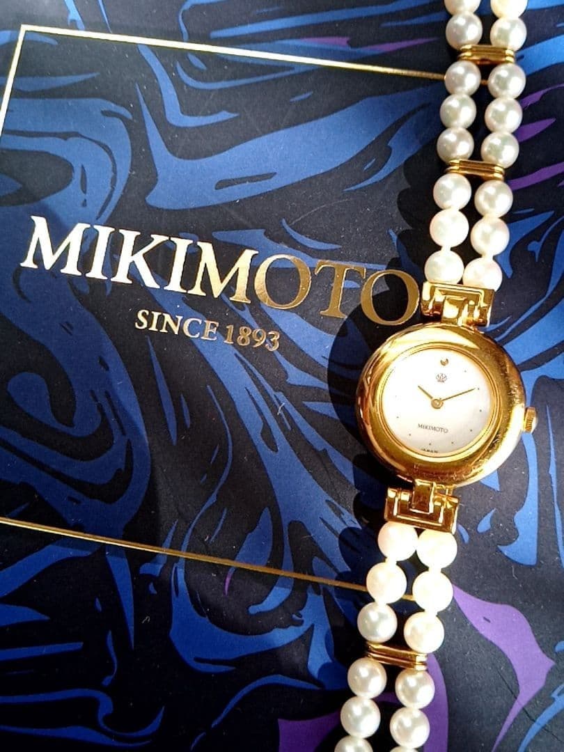 MIKIMOTO x JAL Limited Pearl Watch Akoya Pearl Shell Dial Gold Quartz SEIKO