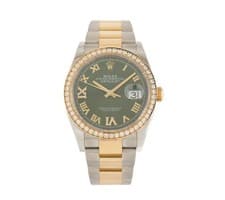 2019 Rolex Datejust 36mm, Olive Green Dial, 18K & Stainless Steel W/Box & Paper