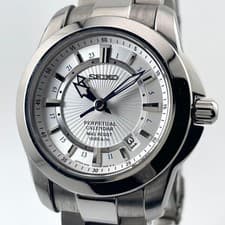Seiko Prospex 8F56-00F0 Titanium Silver Quartz Watch 41.7mm Used Authentic