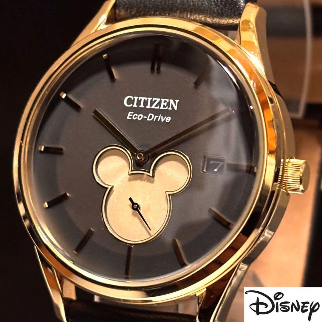 CITIZEN Disney Mickey Eco-Drive Unisex Watch Black Gold 40mm USA Model