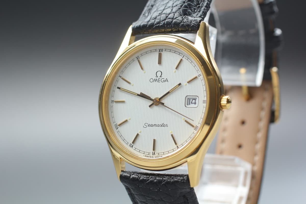 [NEAR MINT] Vintage OMEGA Seamaster 33mm 196.0251 Quartz Gold White Men's Watch