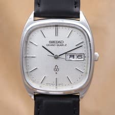 Vintage Seiko Grand Quartz 4843-5011 Square Day-Date Silver Men's Watch Japan