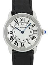 Cartier Rondo Solo SM W6700155 29mm Silver Dial Stainless Steel Leather #T268