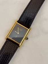 CARTIER Gold Vermeil Lizard Strap 20mm Must de Cartier Tank Manual Winding