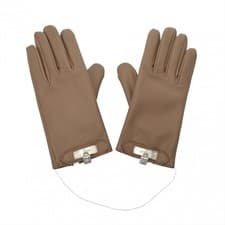 HERMES Ladies Gloves Etoupe Agneau Grasse from JAPAN