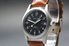 [NEAR MINT] HAMILTON Khaki 000094 Hand-Wind 34mm Black Dial Men's Watch Japan