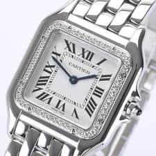 New Cartier Panthere Med W4PN0018 White Factory Diamond 27mm Ladies Watch + B&P