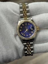 Rolex Datejust 79173 18k YG Two Tone Jubilee Blue Diamond Dial Auto Women 26mm