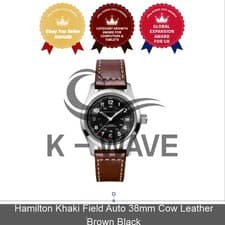 Hamilton Khaki Field Auto 38mm Cow Leather Brown Black Express