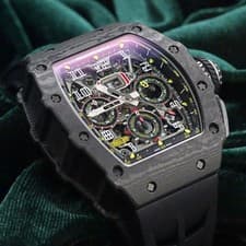 Richard Mille Carbon Fiber Titanium Flyback  Skeleton Black MINT SET RM11-03