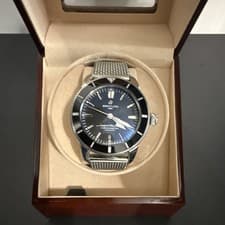 Breitling Superocean Chronometer Mesh Band Men's Watch Black Dial Box
