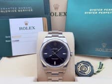 Rolex Oyster Perpetual 114300 39mm Blue Dial Stainless Steel Box Papers