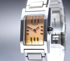 *Exc+5* HERMES Tandem TA1.210 Silver Orange Dial 19mm Quartz Ladies Watch JAPAN